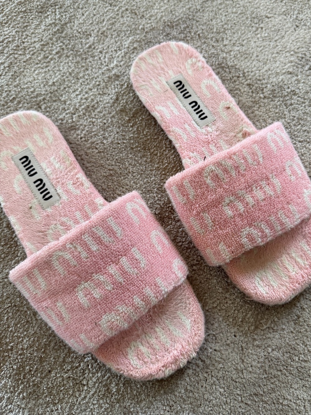 Miu Miu Logo Terry Slides! - Picture 2 of 6
